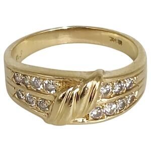 14k Yellow Gold Diamond Ring 0.5 CTW Cluster Knot Design